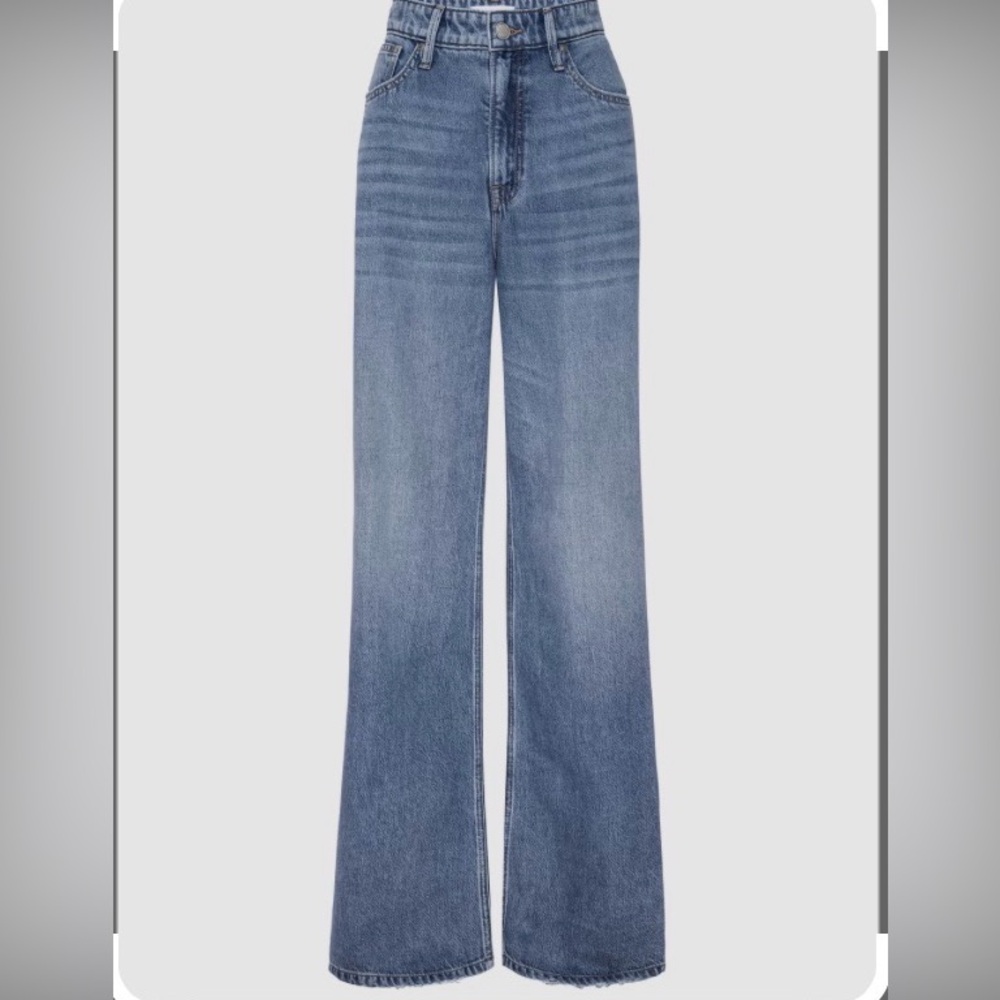 Good American High-Rise Wide Leg Jeans — Medium Blue Denim